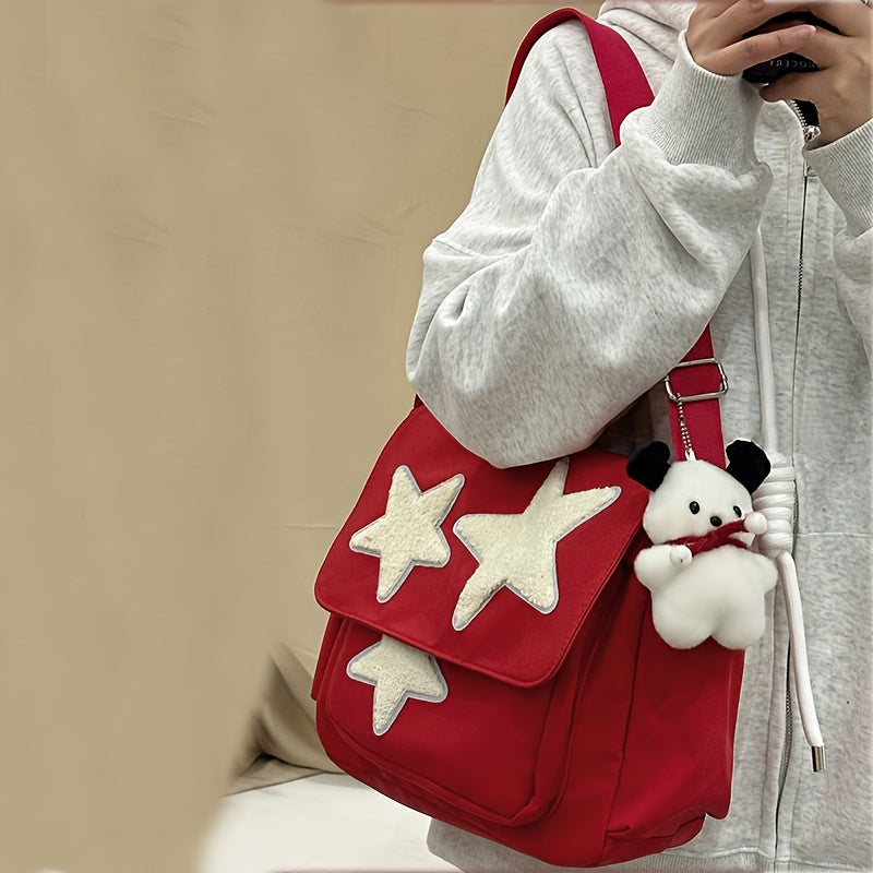 Cute Pentagram Messenger Bag, College Student Bookbag