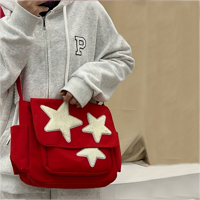 Cute Pentagram Messenger Bag, College Student Bookbag