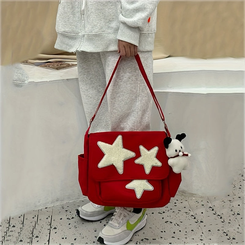 Cute Pentagram Messenger Bag, College Student Bookbag
