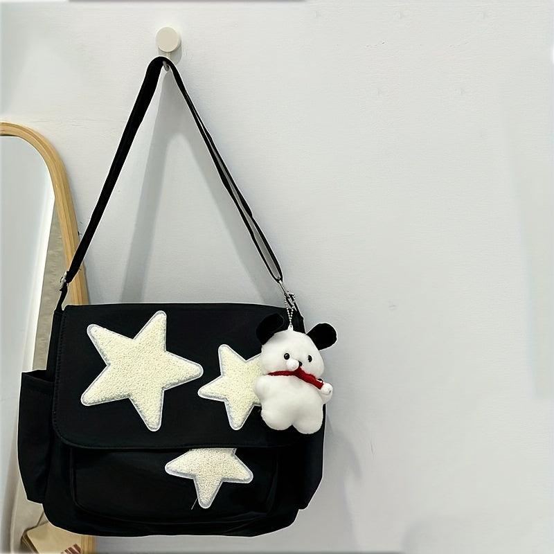 Cute Pentagram Messenger Bag, College Student Bookbag