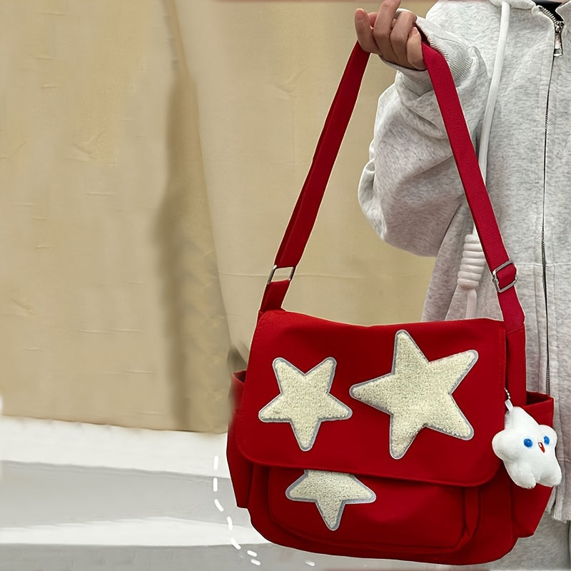 Cute Pentagram Messenger Bag, College Student Bookbag