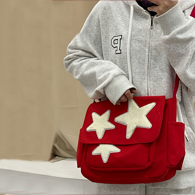 Cute Pentagram Messenger Bag, College Student Bookbag