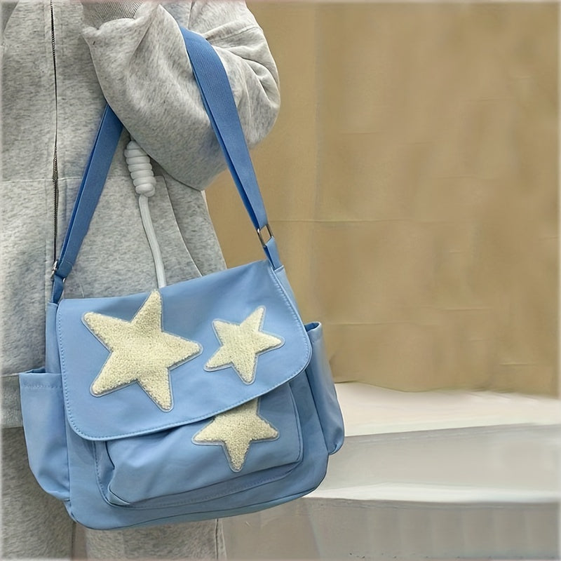 Cute Pentagram Messenger Bag, College Student Bookbag