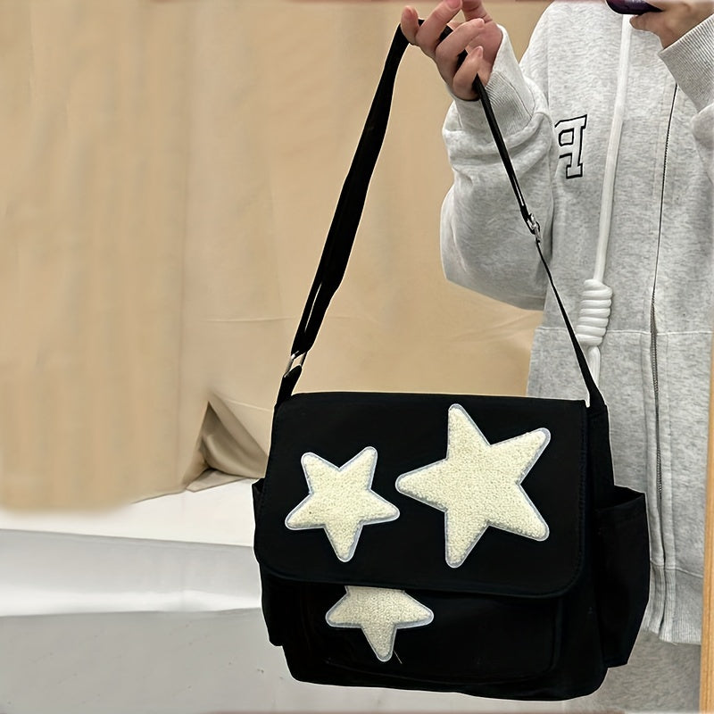 Cute Pentagram Messenger Bag, College Student Bookbag