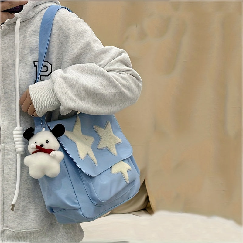 Cute Pentagram Messenger Bag, College Student Bookbag