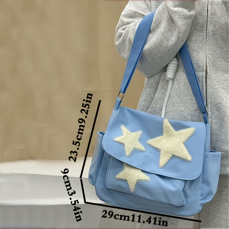 Cute Pentagram Messenger Bag, College Student Bookbag